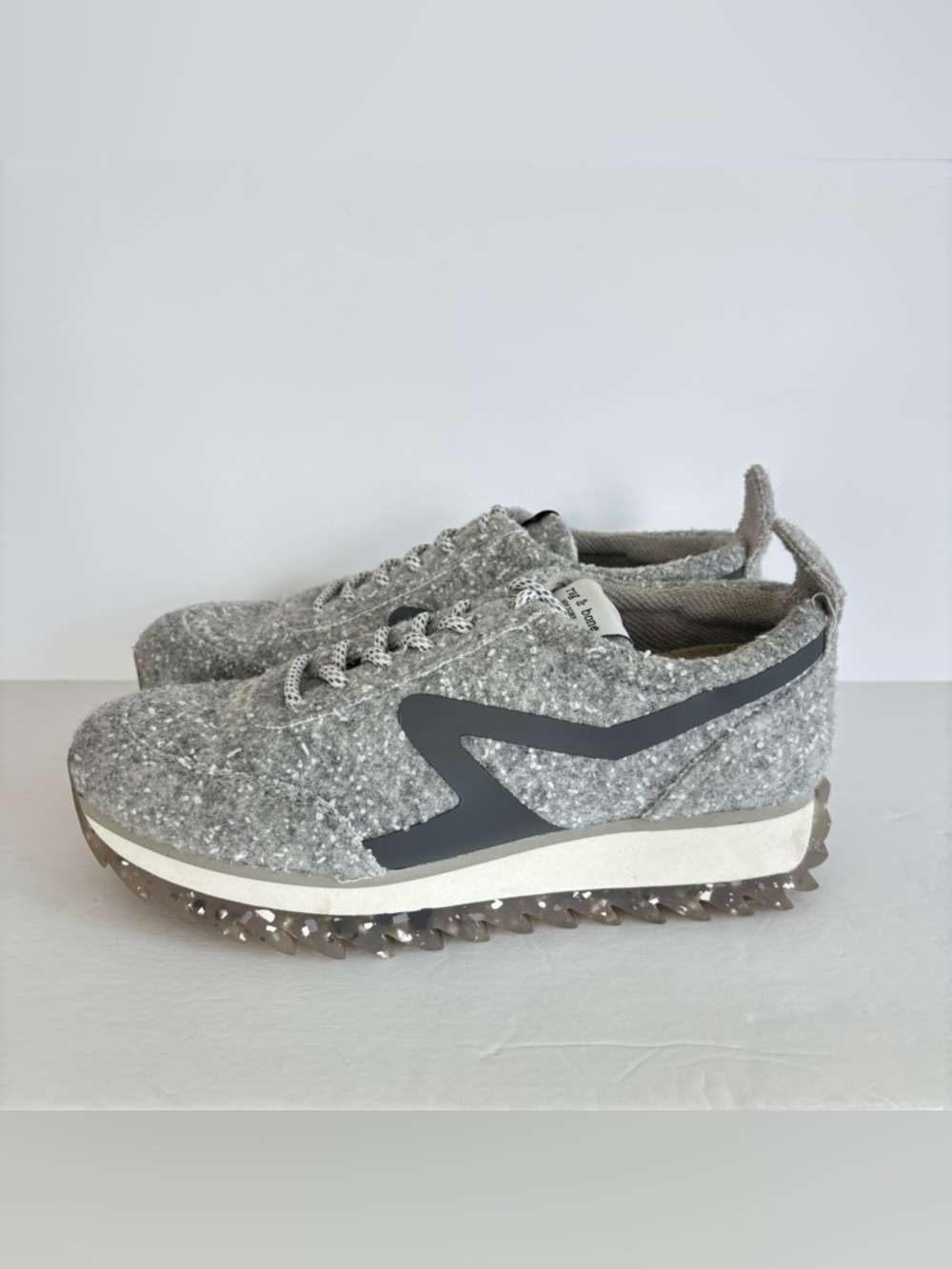 Rag and Bone Retro Runner Gray Wool Textured Sneakers 7 - Picture 3 of 15
